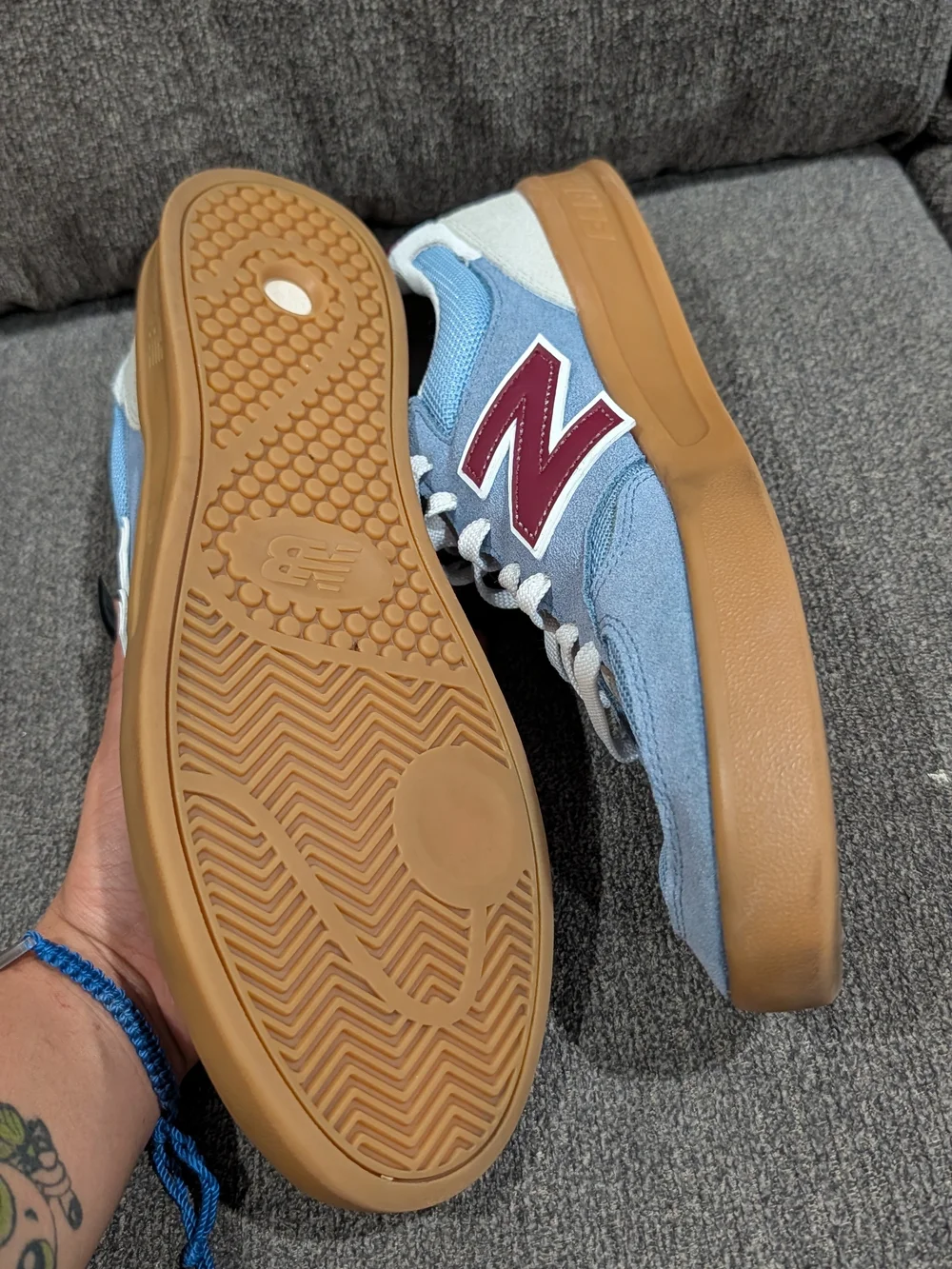New Balance Men's Light Blue & Burgundy Suede Mesh Sneakers